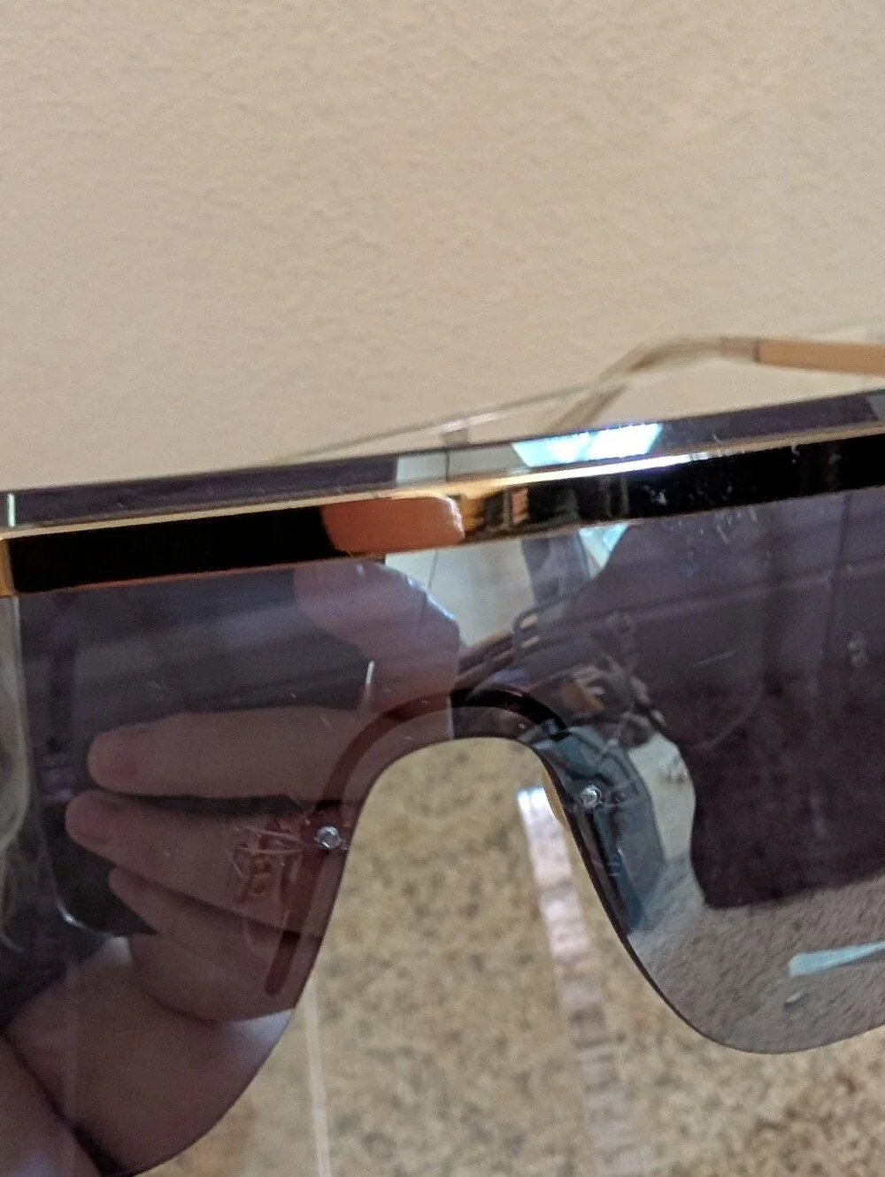 Quay Australia Women's Shield Sunglasses in Gold with Black Lenses